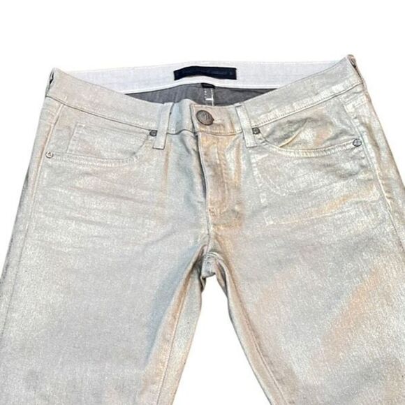 Juicy Jean Couture Gold Metallic Polished Cotton Skinny Jeans The Skinny Size 26 - Picture 2 of 6